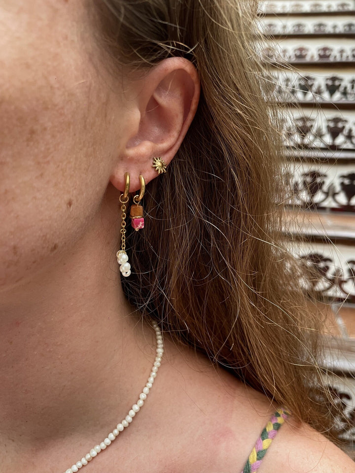 Half & half - Earrings - Natural Stone - Stainless Steel