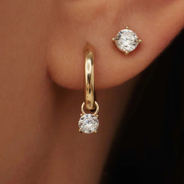 Celeste | Gold Stone Hoop Earrings
