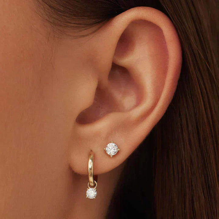 Larmes | Gold Stone Stud Earrings