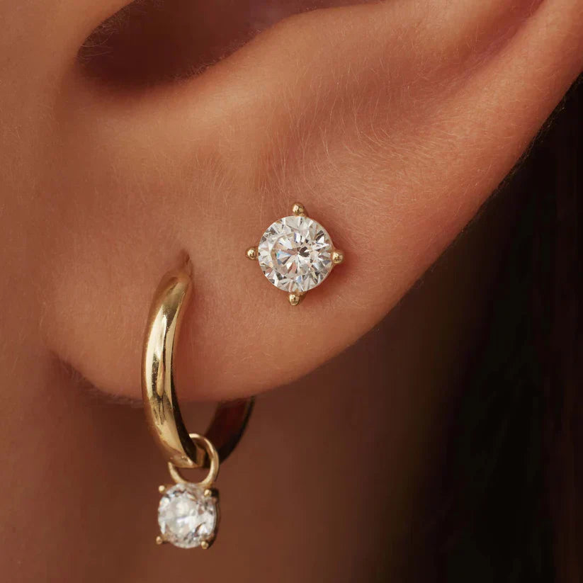 Larmes | Gold Stone Stud Earrings
