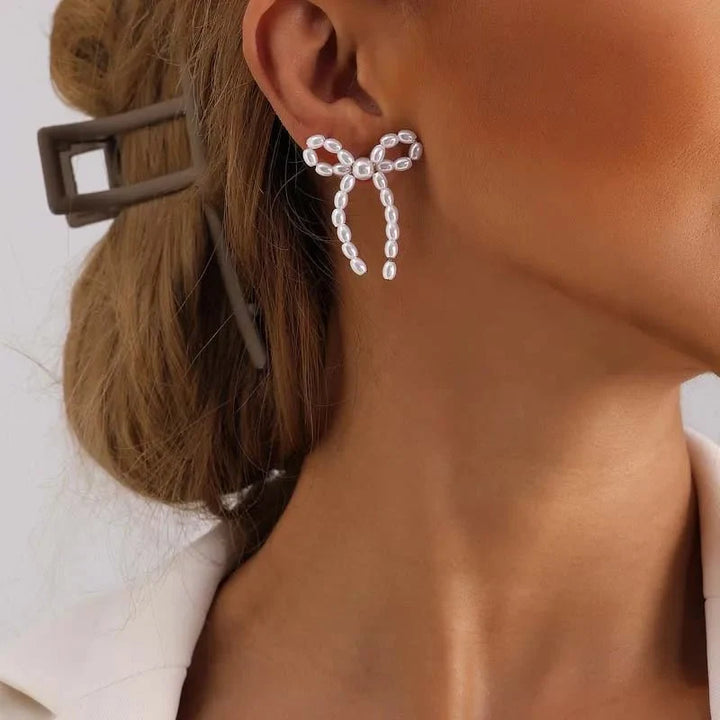 Iconic Dainty Pearl Bow Earrings