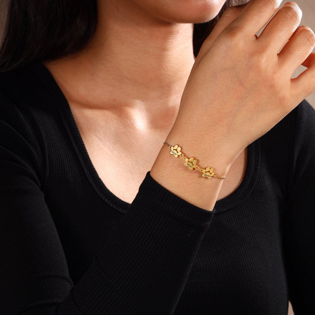 Custom Engraved Paw Print Bracelet