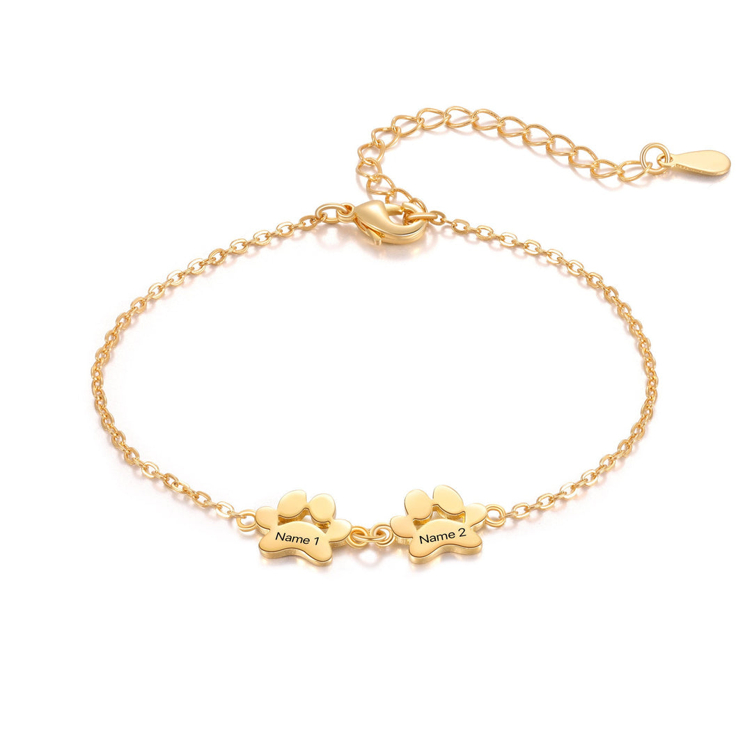 Custom Engraved Paw Print Bracelet