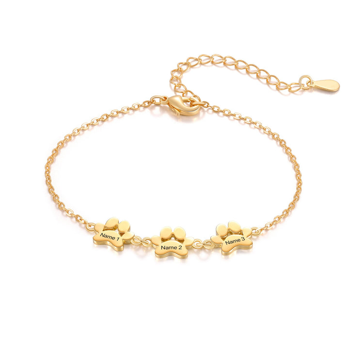 Custom Engraved Paw Print Bracelet