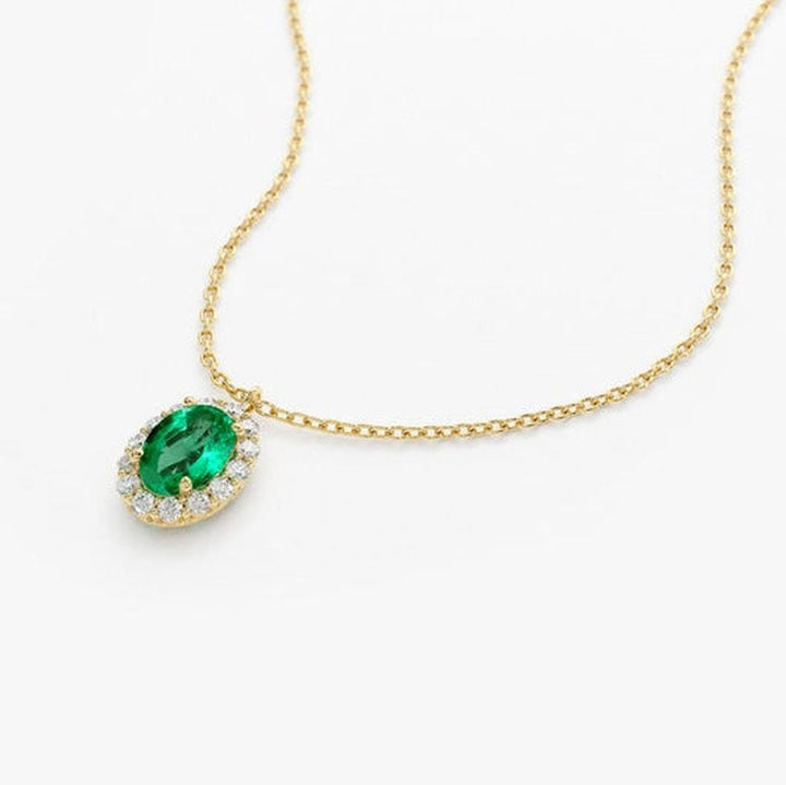 Vintage Petite Emerald Halo Necklace
