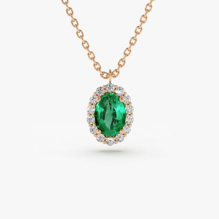 Vintage Petite Emerald Halo Necklace