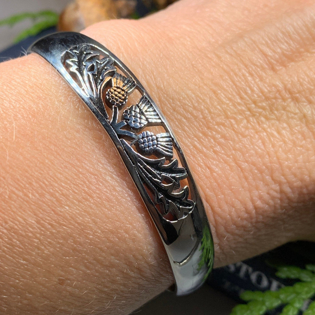 Scottish Triple Thistle Cuff Bracelet