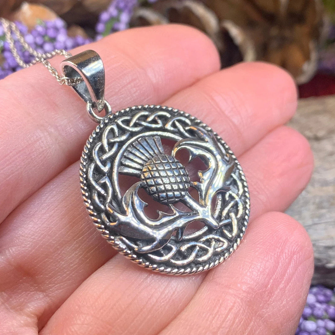 Ainsley Scottish Thistle Necklace in Sterling Silver
