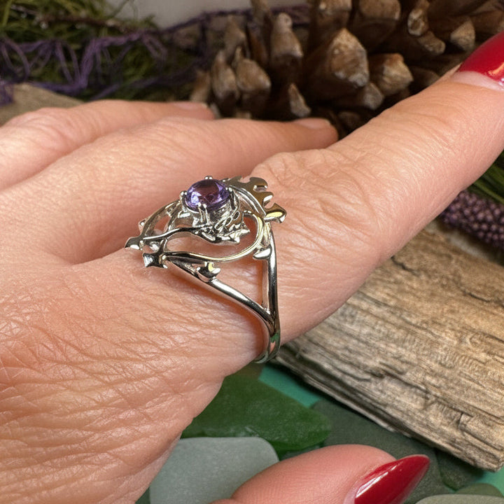 Dedication Scottish Luckenbooth Amethyst Ring in Sterling Silver