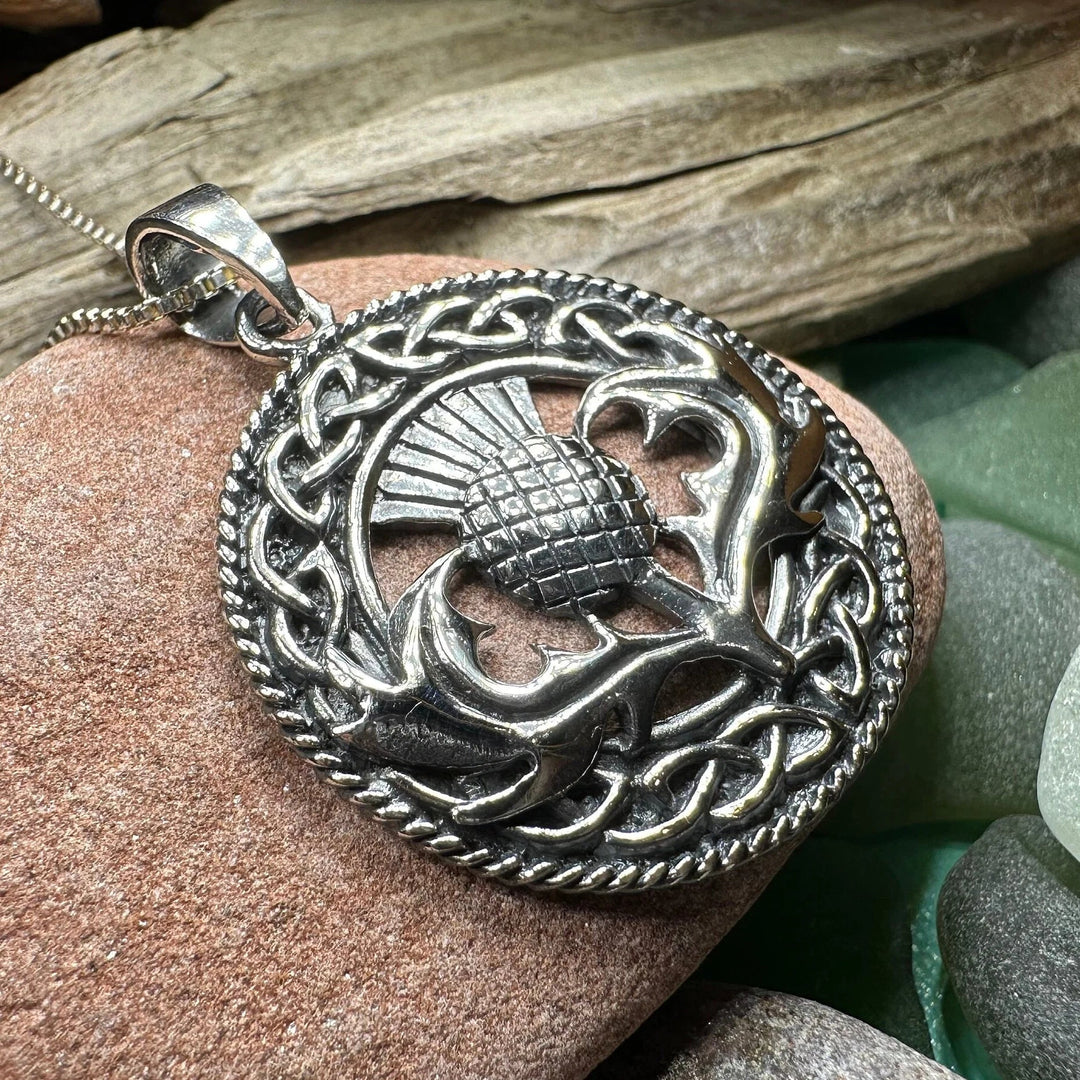Ainsley Scottish Thistle Necklace in Sterling Silver