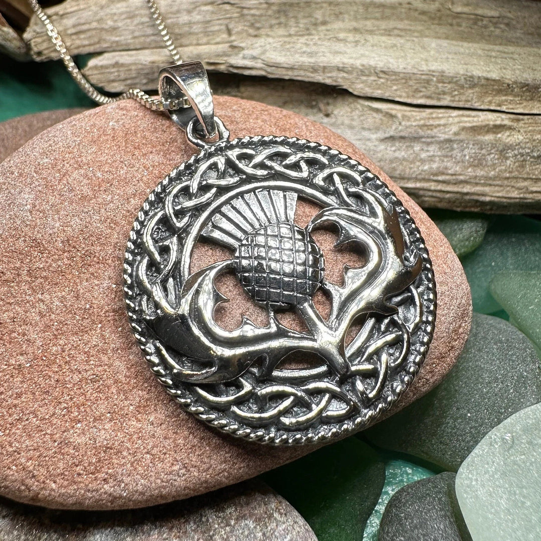 Ainsley Scottish Thistle Necklace in Sterling Silver