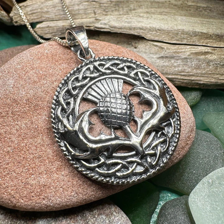 Ainsley Scottish Thistle Necklace in Sterling Silver