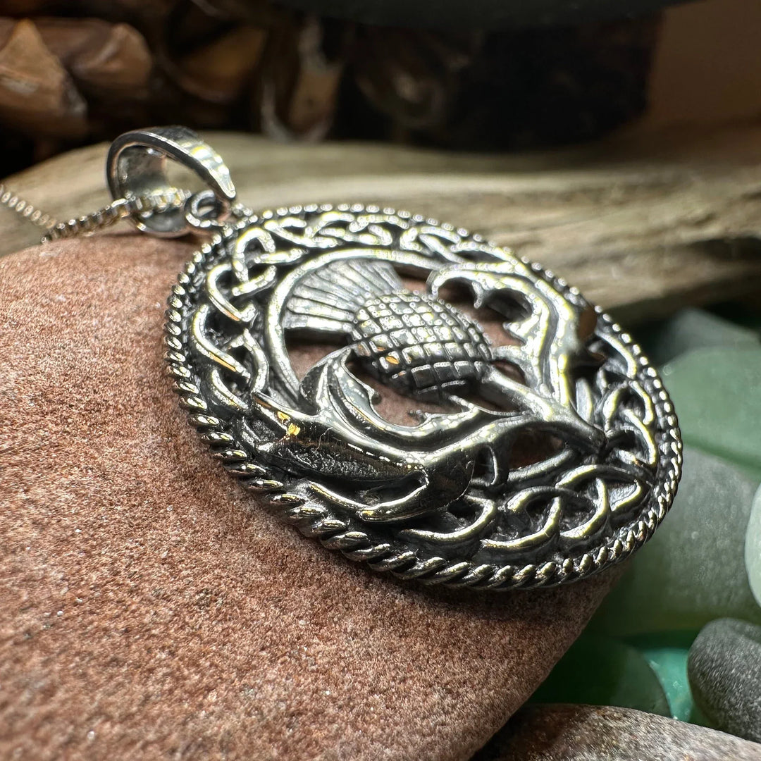 Ainsley Scottish Thistle Necklace in Sterling Silver