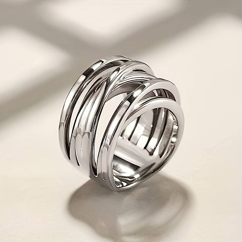 Vintage Silver Ring with Stacked Bands