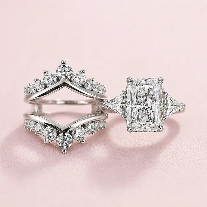 2pc Radiant Cut Ring Set
