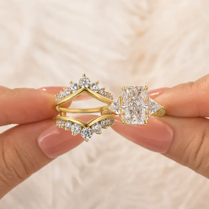 2pc Radiant Cut Ring Set