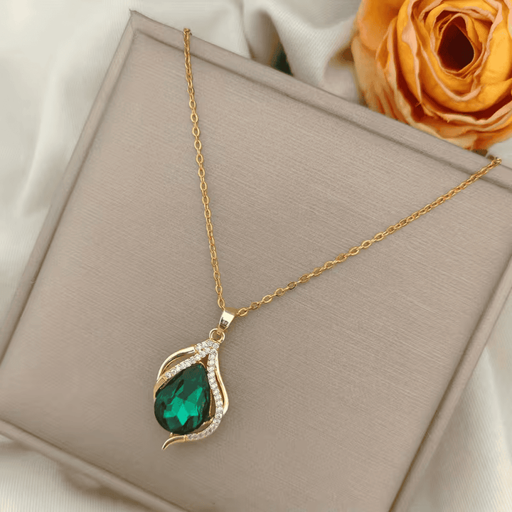Emerald Wave Pendant Necklace