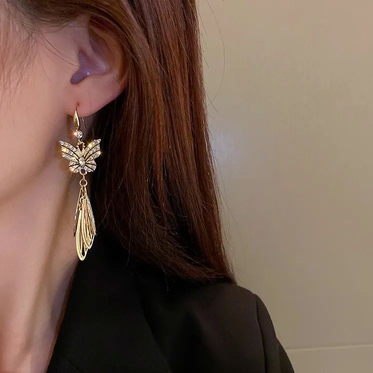 Butterfly Wing Tassel Earrings