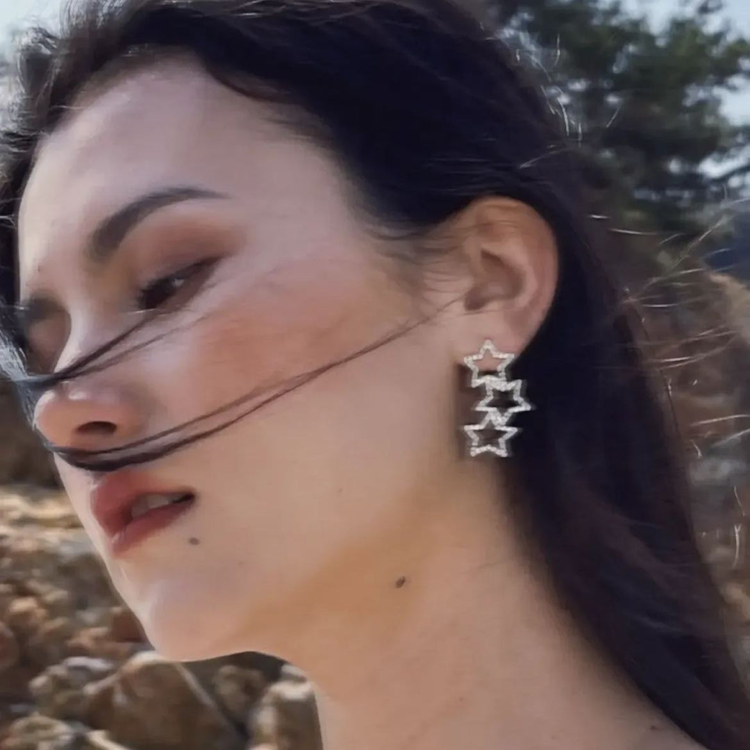 Sparkling Diamond Star Earrings