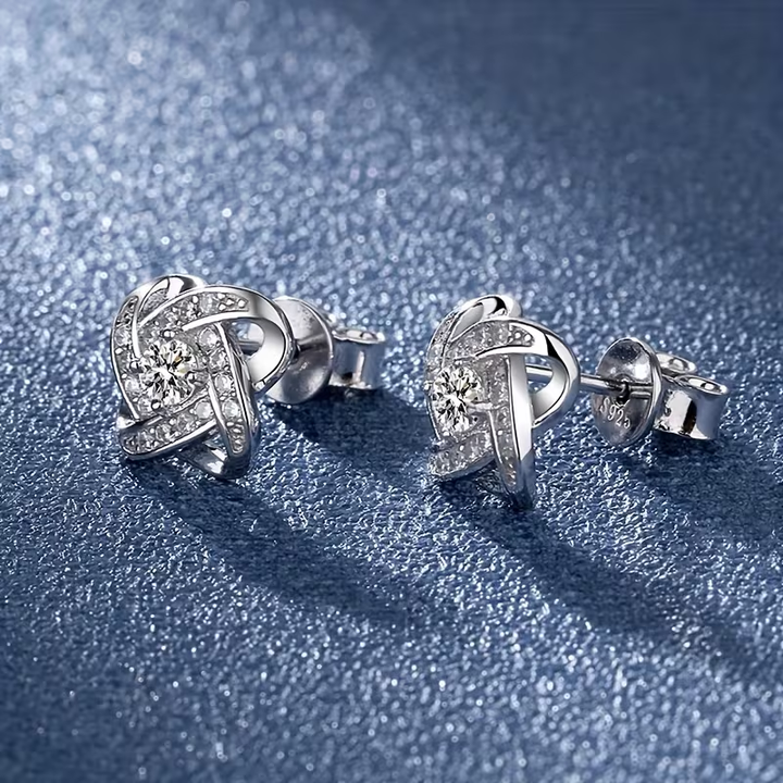 Twisted Orbit Silver Earrings