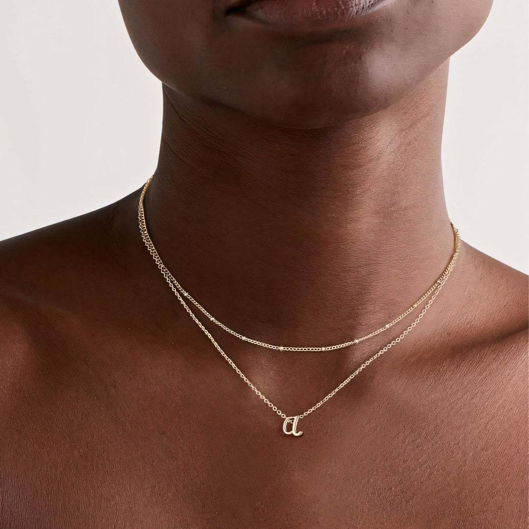 2pc 18k Dainty Initial Necklace