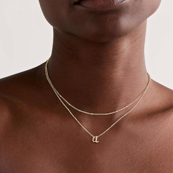 2pc 18k Dainty Initial Necklace