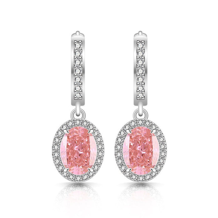 Crystal Oval Earrings | Silver