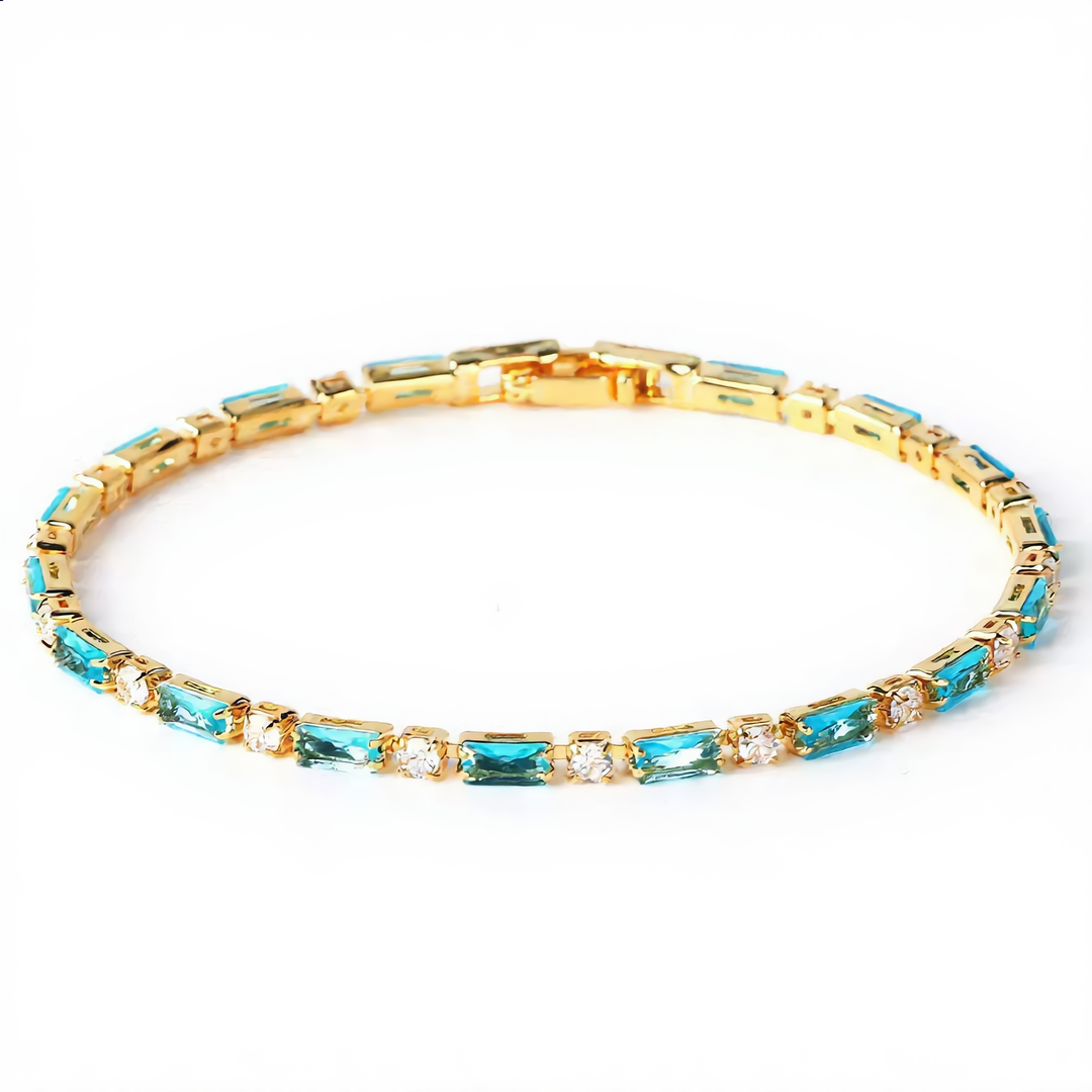 Luxury Bracelet with Blue Crystals | Gold