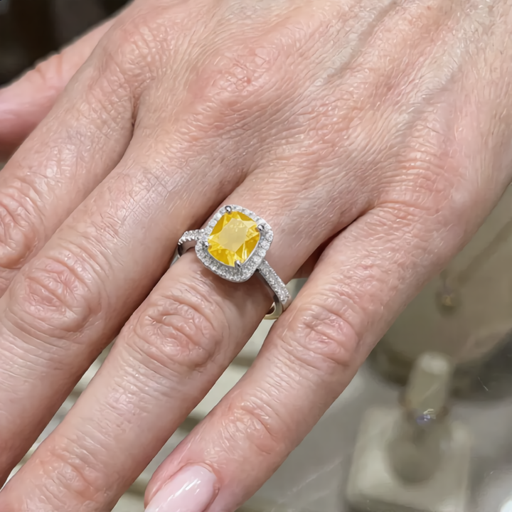 Luxury Square Crystal Ring | Silver