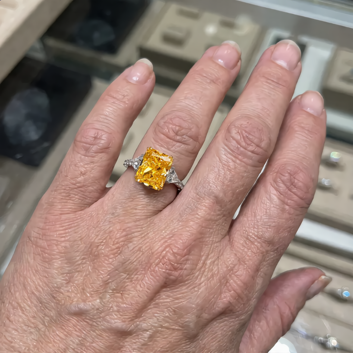 Luxury Golden Gemstone Ring | Silver
