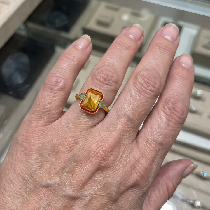 Golden Crystal Accent Ring | Gold