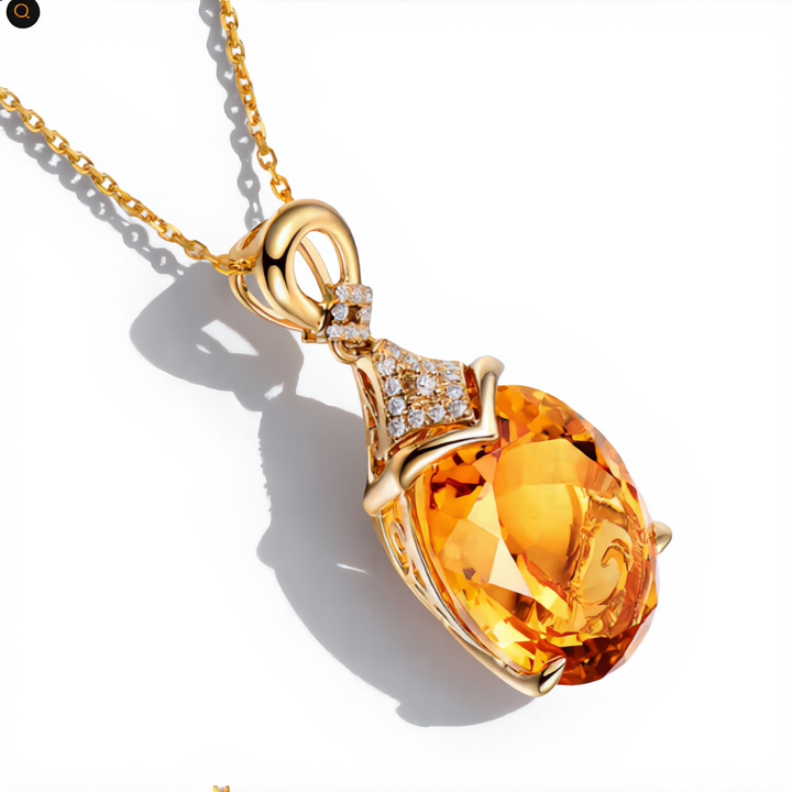 Golden Citrine Pendant Necklace | Gold