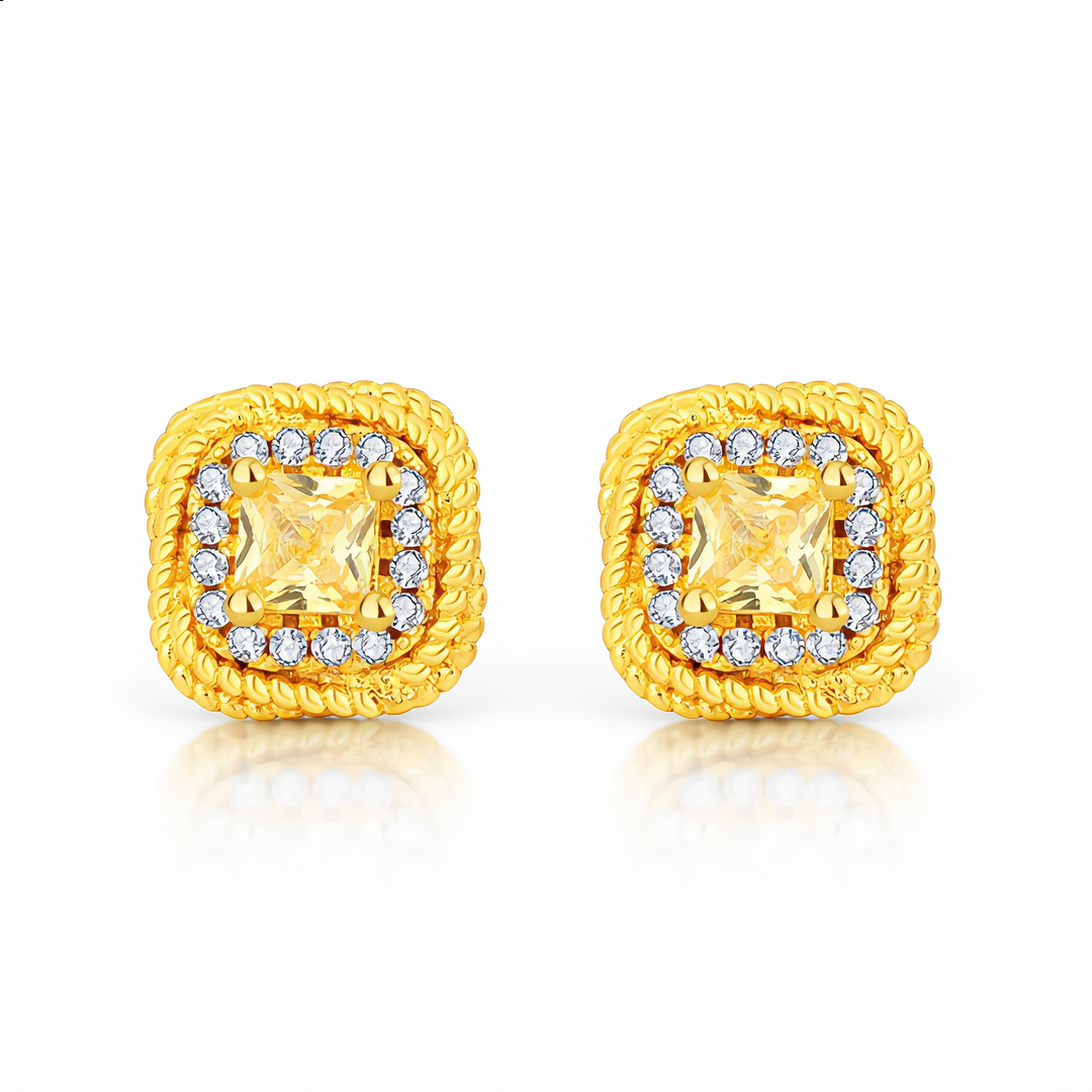 Square Crystal Jewelry Set | Gold