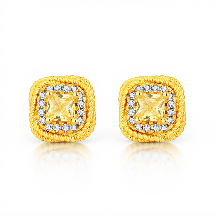 Square Crystal Jewelry Set | Gold