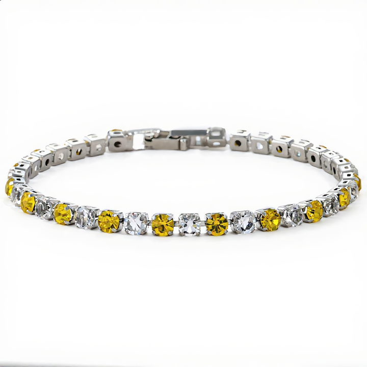 Golden Glow Crystal Bracelet | Silver