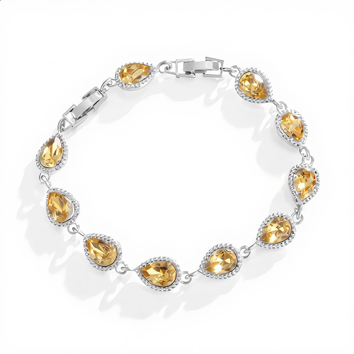 Golden Teardrop Crystal Bracelet | Silver