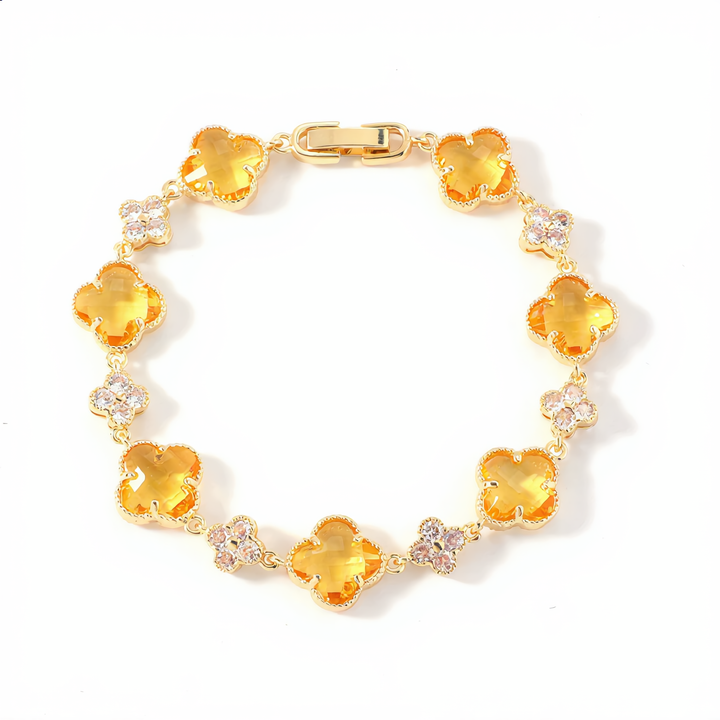 Golden Clover Crystal Bracelet | Gold