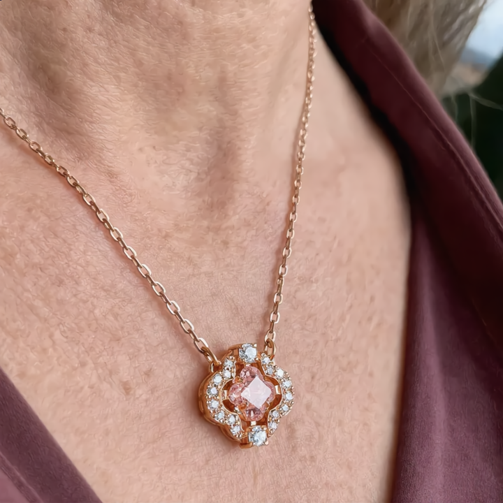 Crystal Flower Necklace | Rose Gold