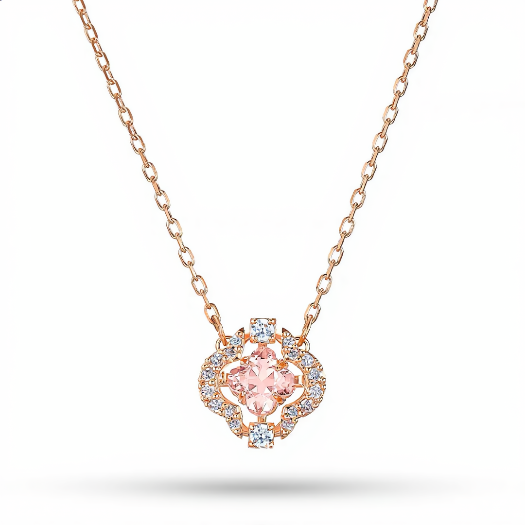 Crystal Flower Necklace | Rose Gold