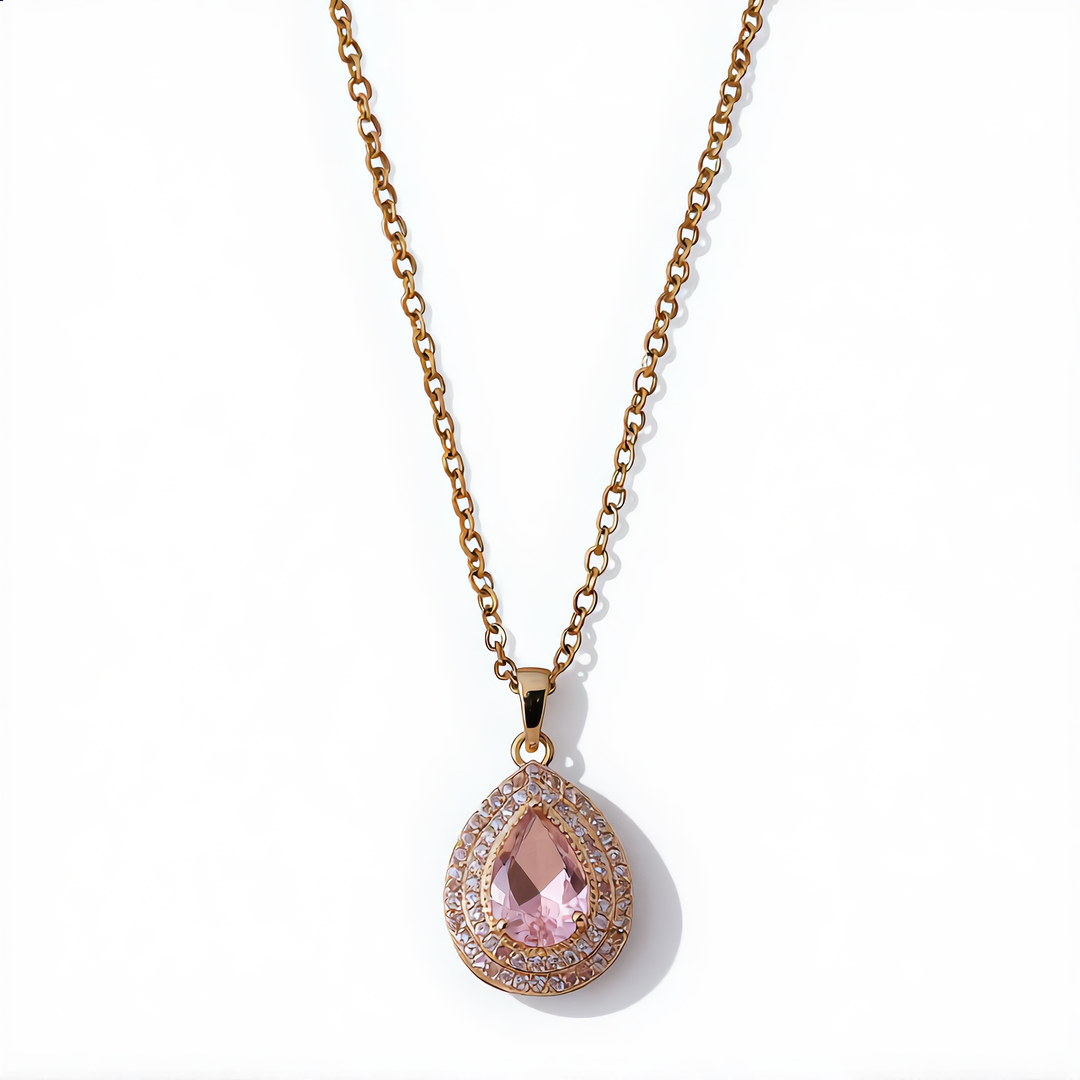 Gemstone Teardrop Necklace | Gold