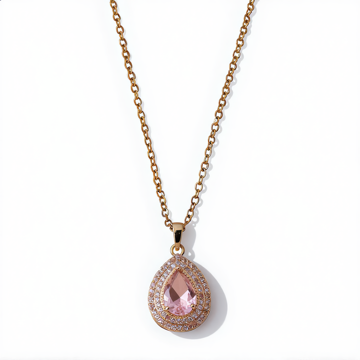 Gemstone Teardrop Necklace | Gold