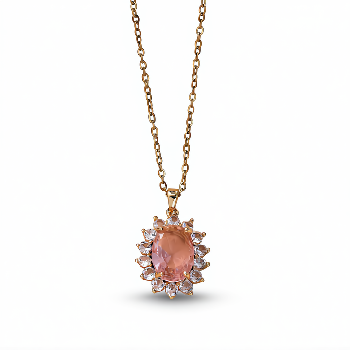 Gemstone Sunburst Necklace | Gold