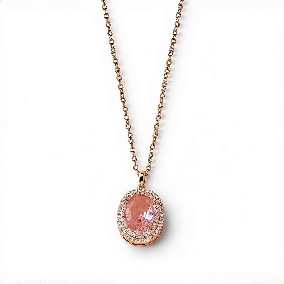 Gemstone Oval Necklace | Gold
