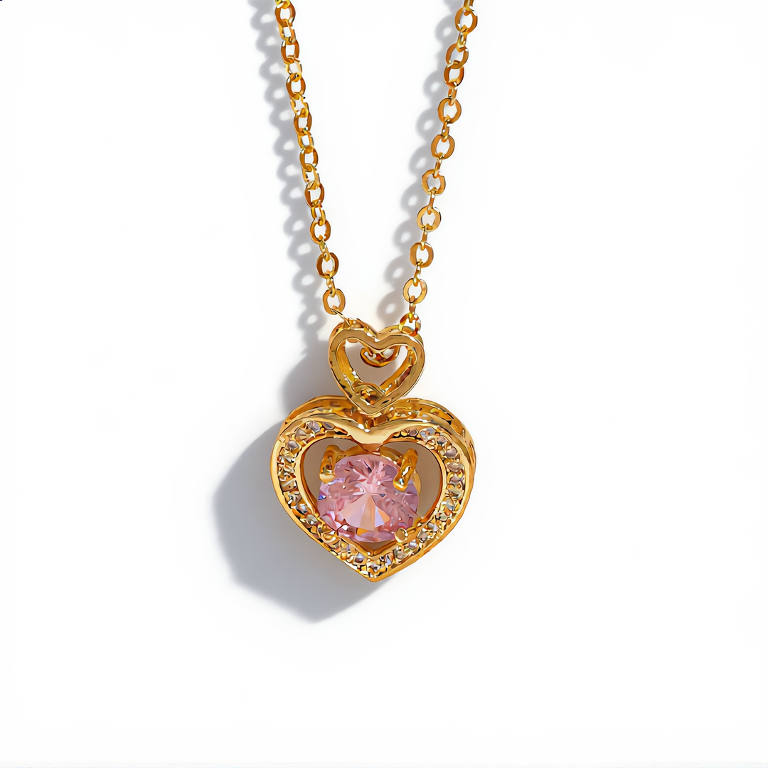 Crystal Heart Necklace | Gold