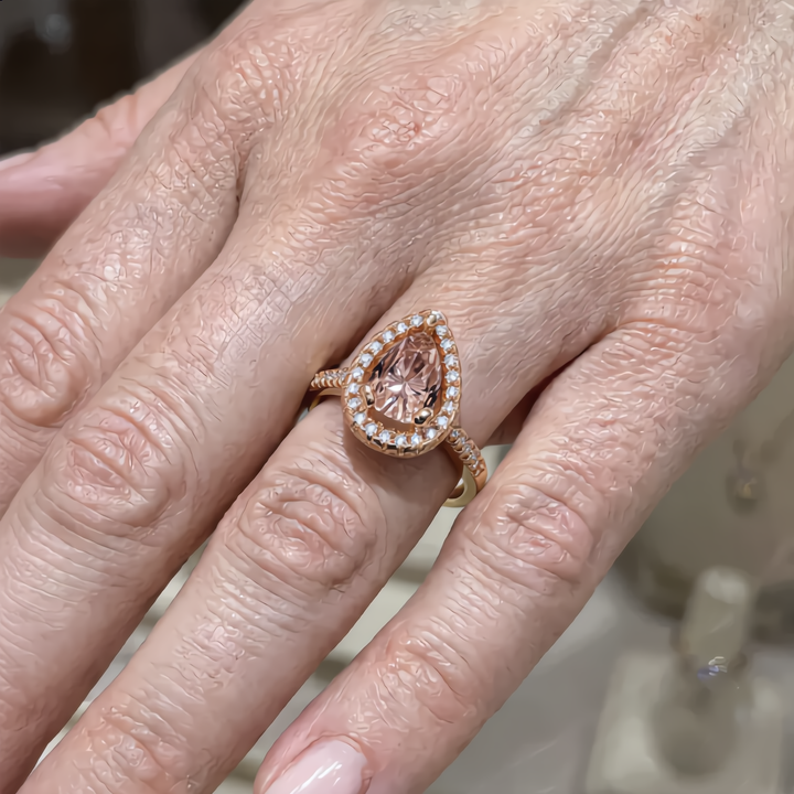 Crystal Teardrop Ring | Rose Gold