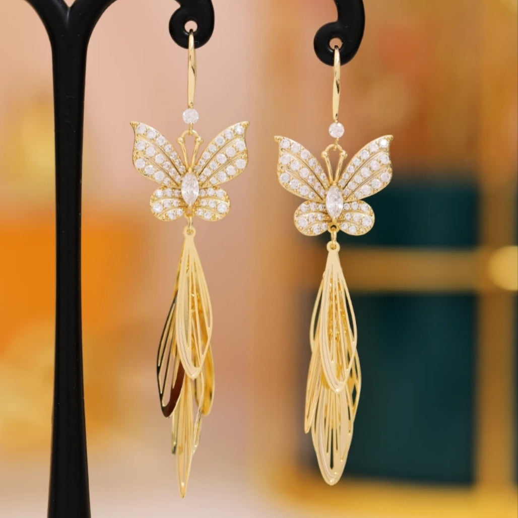 Butterfly Wing Tassel Earrings