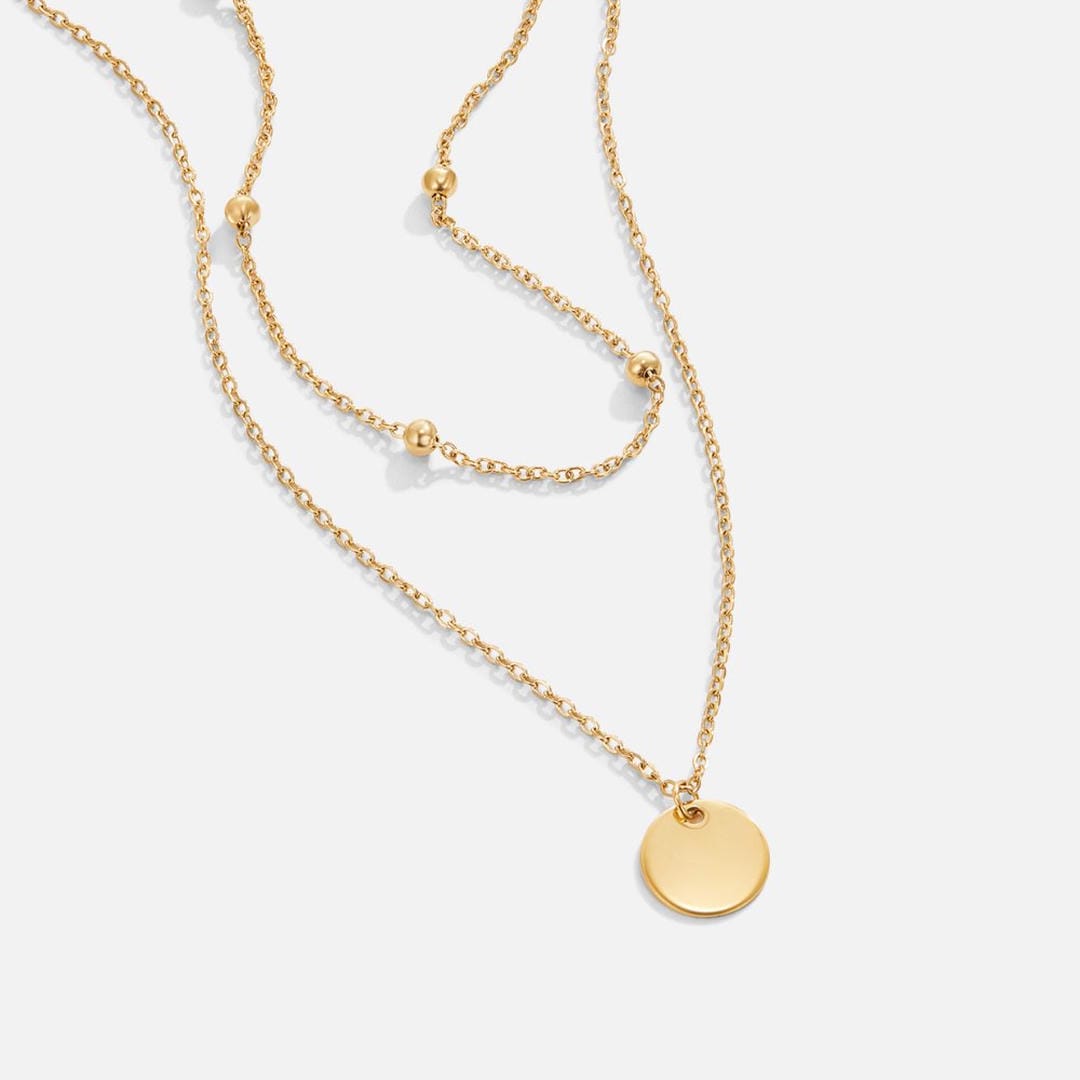 Layered Gold Disc Pendant Necklace