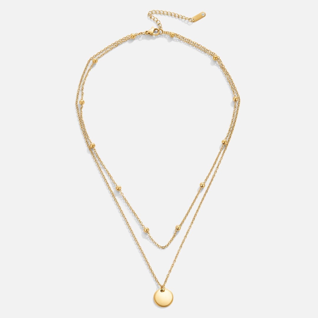 Layered Gold Disc Pendant Necklace