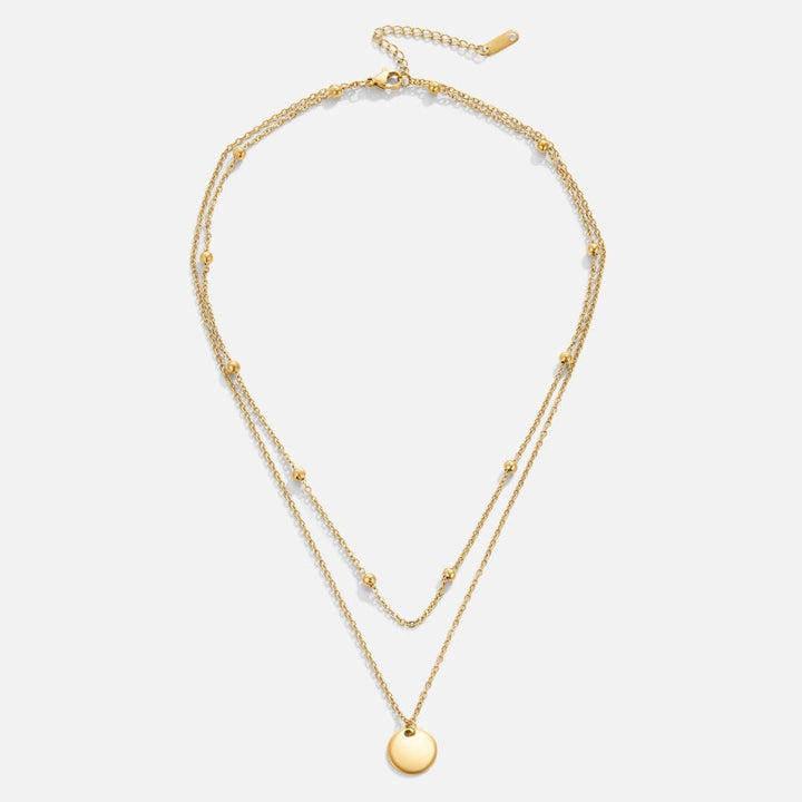 Layered Gold Disc Pendant Necklace
