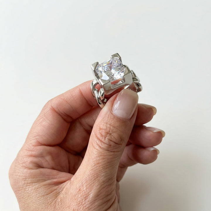 LuxeLink Glass Square Ring